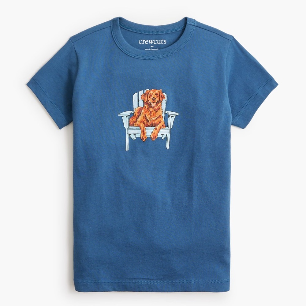 J. Crew Crewcuts Boys' golden Dog Adirondack tee  100% Cotton M Blue